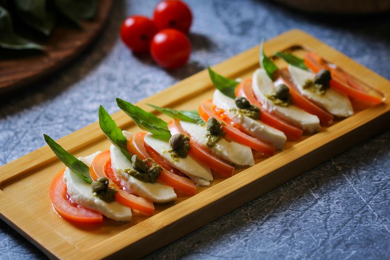 Roasted Tomato Caprese with fresh burrata